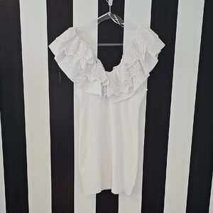 Zara White Ruffled Dress
